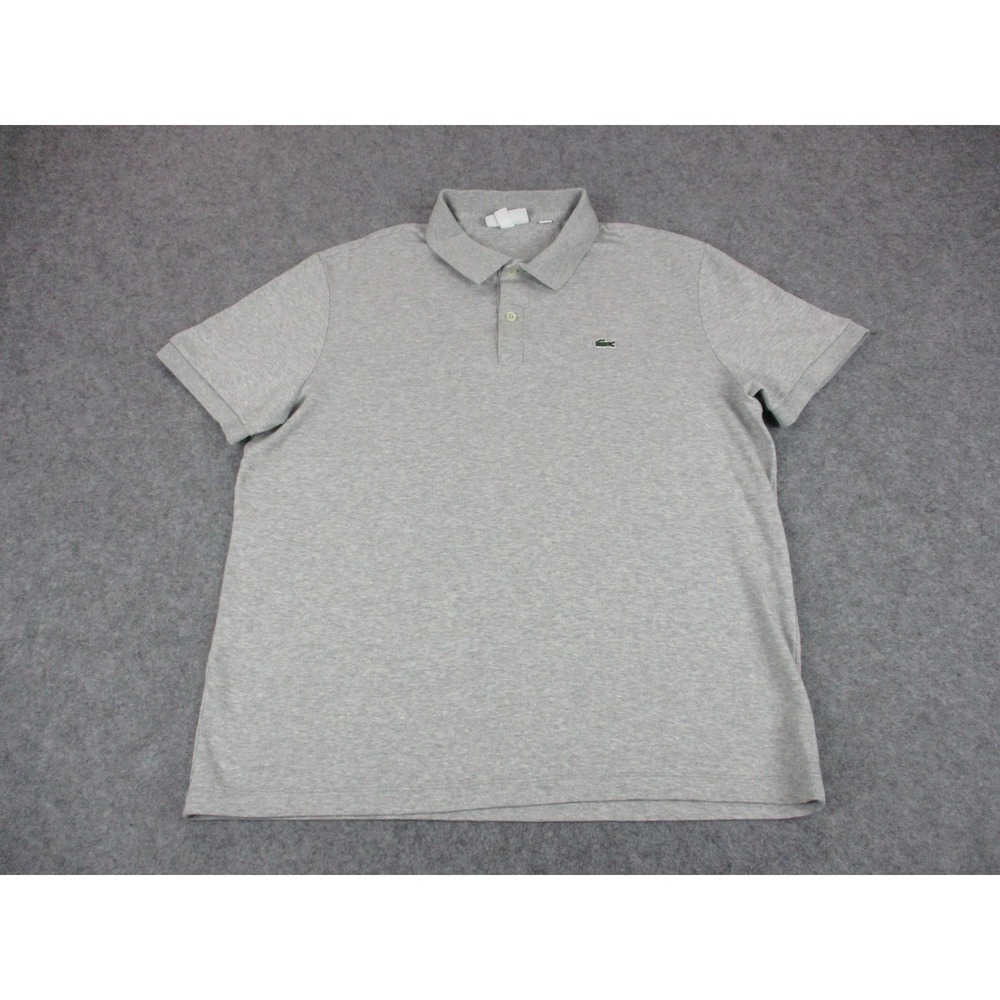 Lacoste Polo Shirt Mens Extra Large Gray Croc Pima Cotton Golf Active Wear